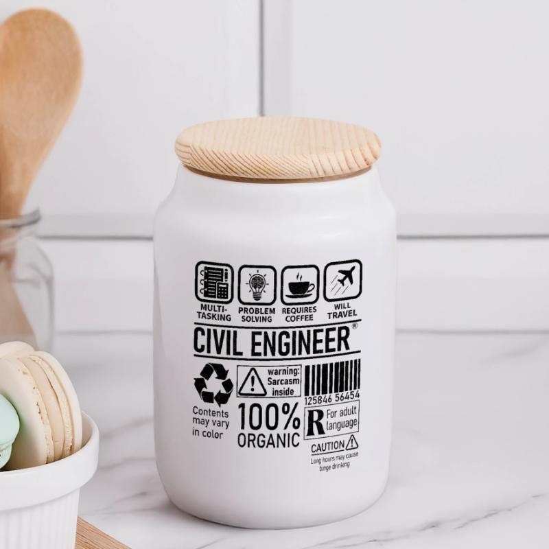 Civil Engineer multi tasking problem solving Panoramic Cookie Jar with Wooden Lid