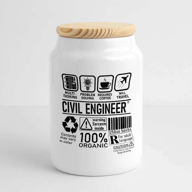 Civil Engineer multi tasking problem solving Panoramic Cookie Jar with Wooden Lid