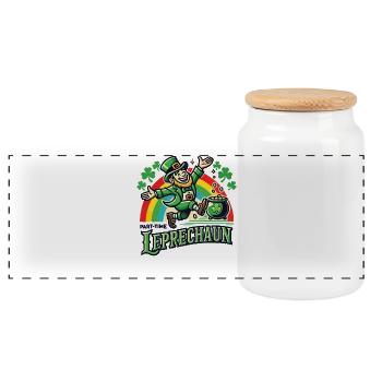 Saint-Patrick Trèfle Arc-en-ciel Leprechaun - Boîte à biscuits avec couvercle en bois - blanc - Devant