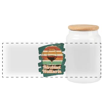 Härzbluetvaliserin ValaiserValais, Switzerland - Panoramic Cookie Jar with Wooden Lid - white - Front