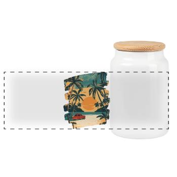 Coucher de soleil sur les palmiers d’été - Boîte à biscuits avec couvercle en bois - blanc - Devant