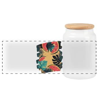 Pastèque d’été et palmiers - Boîte à biscuits avec couvercle en bois - blanc - Devant