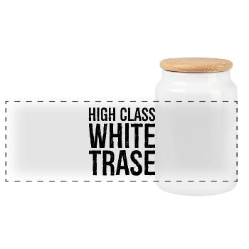 High class white trase - Panorama Keksdose mit Holzdeckel - Weiß - Vorne