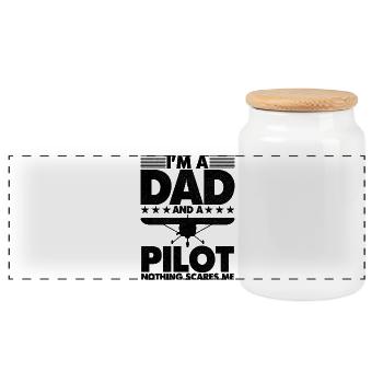 Je suis papa et pilote, rien ne me fait peur - Boîte à biscuits avec couvercle en bois - blanc - Devant