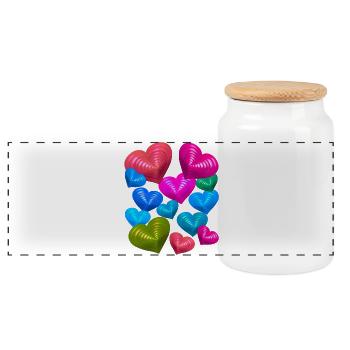 Colorful Hearts Heart Valentine's Day - Panoramic Cookie Jar with Wooden Lid - white - Front
