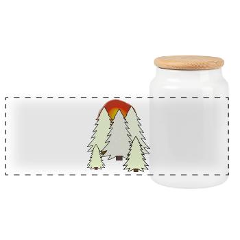Tree Fir Winter Forest Nature Snow Spruce - Panoramic Cookie Jar with Wooden Lid - white - Front