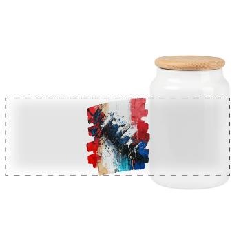 France Flag French - Panoramic Cookie Jar with Wooden Lid - white - Front