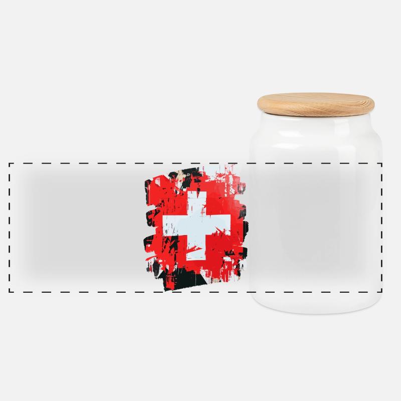 Pavillon suisse Suisse - Boîte à biscuits avec couvercle en bois - blanc
