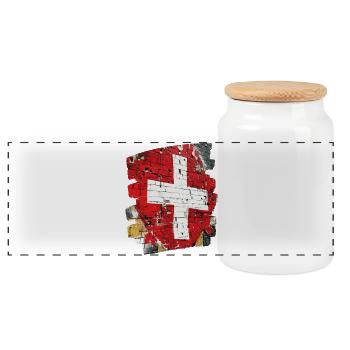 Swiss flag Switzerland - Panoramic Cookie Jar with Wooden Lid - white - Front