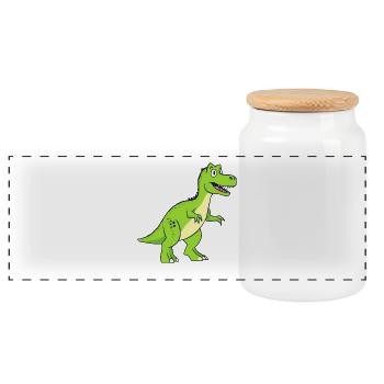 Drôle Cher Dino rieur dinosaure T rex - Boîte à biscuits avec couvercle en bois - blanc - Devant
