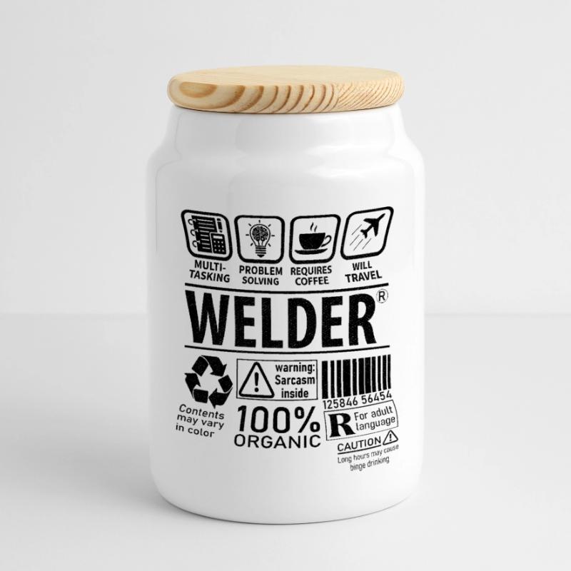Welder multi tasking problem solving requires Panorama Keksdose mit Holzdeckel