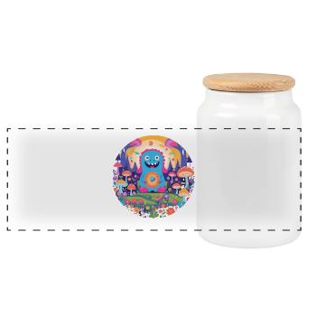 Mignon et drôle câlin monstre enfants - Boîte à biscuits avec couvercle en bois - blanc - Devant