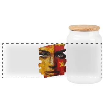Drapeau espagnol Espagne - Boîte à biscuits avec couvercle en bois - blanc - Devant