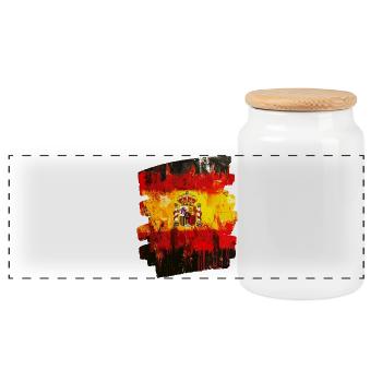 Drapeau espagnol Espagne - Boîte à biscuits avec couvercle en bois - blanc - Devant