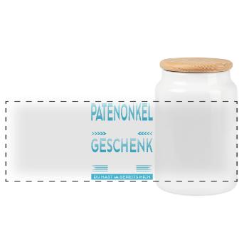 Patenonkel Bester Patenonkel Der Welt Geschenke - Panorama Keksdose mit Holzdeckel - Weiß - Vorne