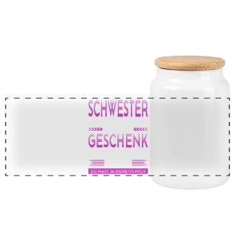 Schwester Beste Schwester Der Welt Geschenke - Panorama Keksdose mit Holzdeckel - Weiß - Vorne