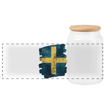 Schwedische Flagge Schweden - Panorama Keksdose mit Holzdeckel - Weiß - Vorne