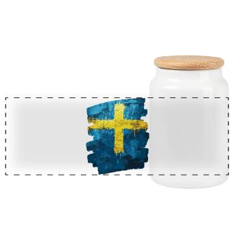 Drapeau suédois Suède - Boîte à biscuits avec couvercle en bois - blanc - Devant