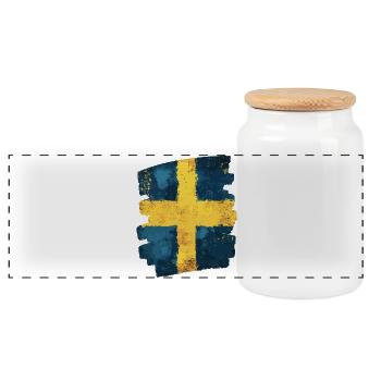 Schwedische Flagge Schweden - Panorama Keksdose mit Holzdeckel - Weiß - Vorne
