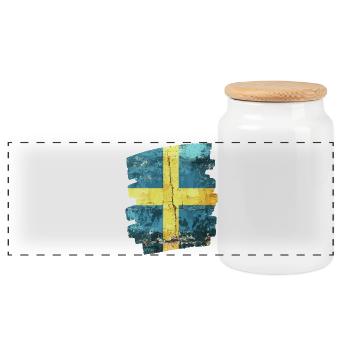 Drapeau suédois Suède - Boîte à biscuits avec couvercle en bois - blanc - Devant
