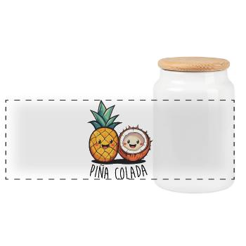 Pina Colada Friends - Panoramic Cookie Jar with Wooden Lid - white - Front
