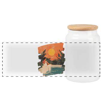 Relax Meditation Selfcare Me-Time - Panorama Keksdose mit Holzdeckel - Weiß - Vorne
