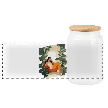 Relax Meditation Selfcare Me-Time - Panorama Keksdose mit Holzdeckel - Weiß - Vorne