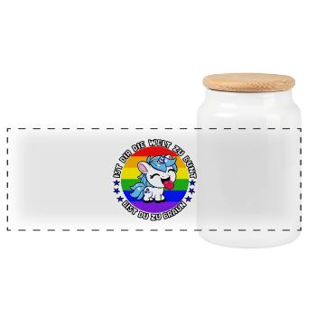 Licorne cool avec dicton - Boîte à biscuits avec couvercle en bois - blanc - Devant