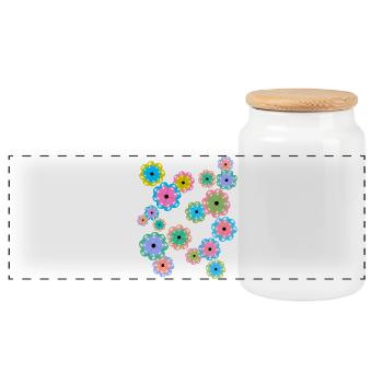 Spring Beginning Spring Flowers Flower Birthday - Panoramic Cookie Jar with Wooden Lid - white - Front