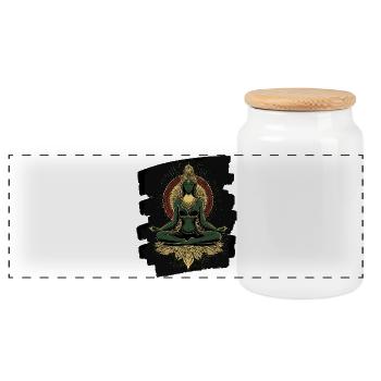 Yoga Namaste Méditation - Boîte à biscuits avec couvercle en bois - blanc - Devant