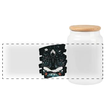 Yoga Namaste Méditation - Boîte à biscuits avec couvercle en bois - blanc - Devant