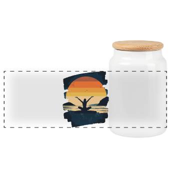 Yoga Namaste Meditation - Panorama Keksdose mit Holzdeckel - Weiß - Vorne