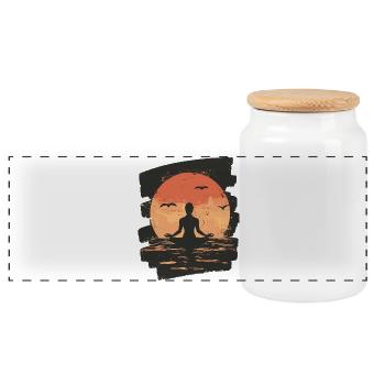 Yoga Namaste Méditation - Boîte à biscuits avec couvercle en bois - blanc - Devant