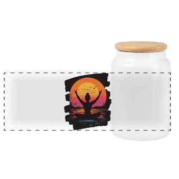 Yoga Namaste Méditation - Boîte à biscuits avec couvercle en bois - blanc - Devant