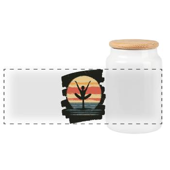 Yoga Namaste Méditation - Boîte à biscuits avec couvercle en bois - blanc - Devant