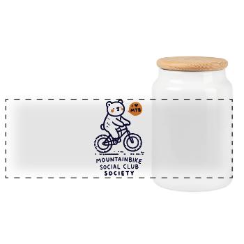 Vélo Ours Mountain Bike Club Style Rétro - Boîte à biscuits avec couvercle en bois - blanc - Devant