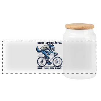 Mad Sprinting Fahrrad Bis Deine Waden Brennen - Panorama Keksdose mit Holzdeckel - Weiß - Vorne