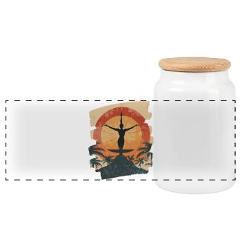 Yoga Namaste Meditation - Panorama Keksdose mit Holzdeckel - Weiß - Vorne