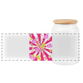 Spring Heart Hearts Summer Summertime Retro 80s - Panoramic Cookie Jar with Wooden Lid - white - Front