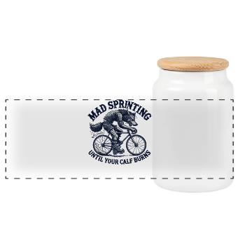 Fahrrad Mad Sprinting Until Your Calf Burns - Panorama Keksdose mit Holzdeckel - Weiß - Vorne