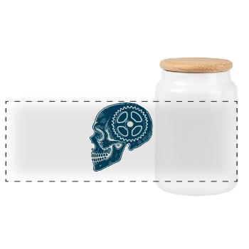 Amateur de vélo crâne Gear Art - Boîte à biscuits avec couvercle en bois - blanc - Devant
