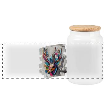 Deer with antlers - Panoramic Cookie Jar with Wooden Lid - white - Front