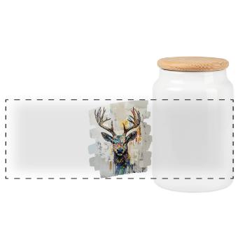 Deer with antlers - Panoramic Cookie Jar with Wooden Lid - white - Front