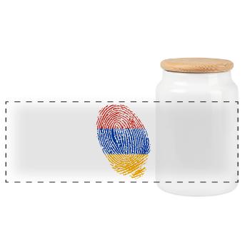 empreintes digitales du drapeau arménien - Boîte à biscuits avec couvercle en bois - blanc - Devant
