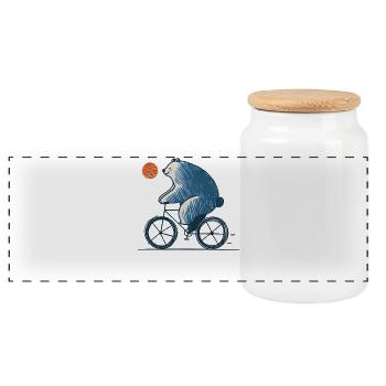 Cycling Bears Adventure Cycling - Panoramic Cookie Jar with Wooden Lid - white - Front