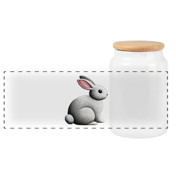 Lapin mignon pour des moments heureux - Boîte à biscuits avec couvercle en bois - blanc - Devant