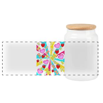 Retro Erdbeeren Herz Herzen Schmetterlinge Sommer - Panorama Keksdose mit Holzdeckel - Weiß - Vorne