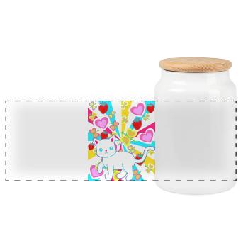 colorful colorful retro summer cat cats - Panoramic Cookie Jar with Wooden Lid - white - Front