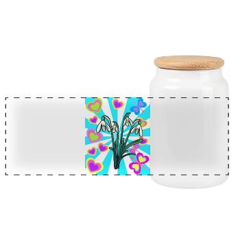 Rétro Vintage Perce-neige Fleurs Printemps - Boîte à biscuits avec couvercle en bois - blanc - Devant