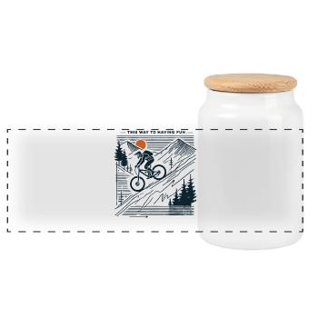 Aventure à vélo Montagne Plaisir - Boîte à biscuits avec couvercle en bois - blanc - Devant